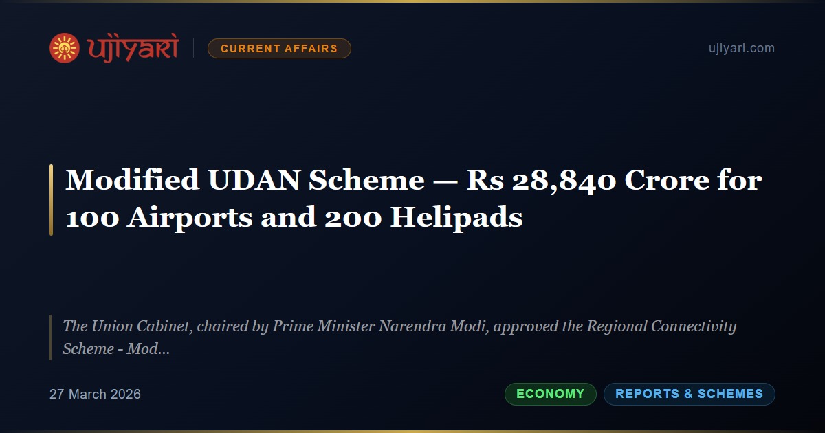 Modified Udan Modified UDAN Scheme — Rs 28,840 Crore for 100 Airports and 200 ...
