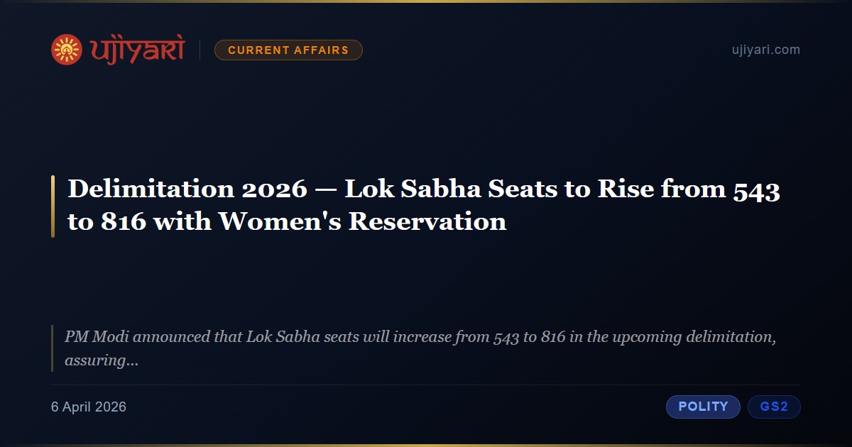 Delimitation 2026 — Lok Sabha Seats to Rise from 543 to 816 with Women ...